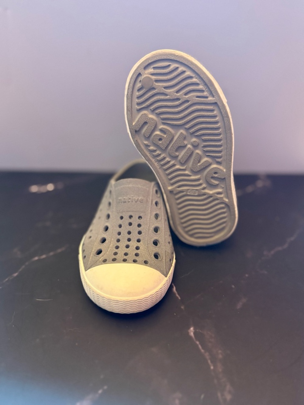 Native Kids Grey Glitter Jefferson Slip-On Shoes